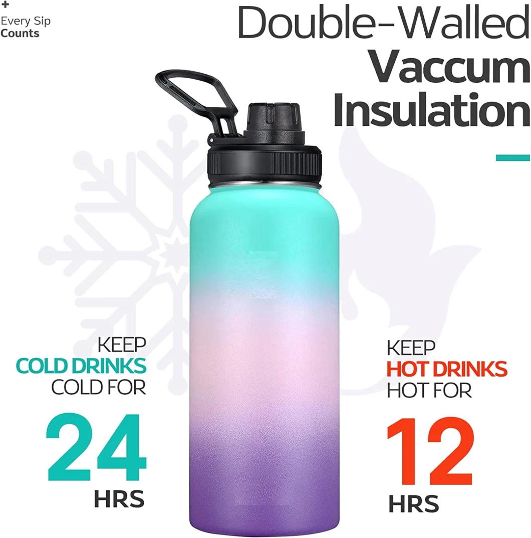 Factory Wholesale Vacuum Flask Stainless Steel Heat Insulated Preservation Water Bottle Sports Thermos with Lid