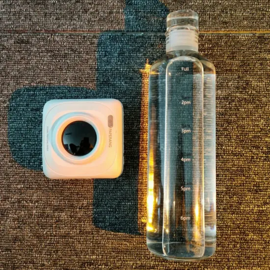 Deportes de plástico a prueba de fugas con marca de tiempo para regalos de niñas Botella de agua