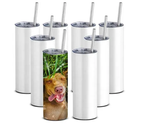 Vaso de café de botella de acero inoxidable con barril de sublimación recta de 20 oz